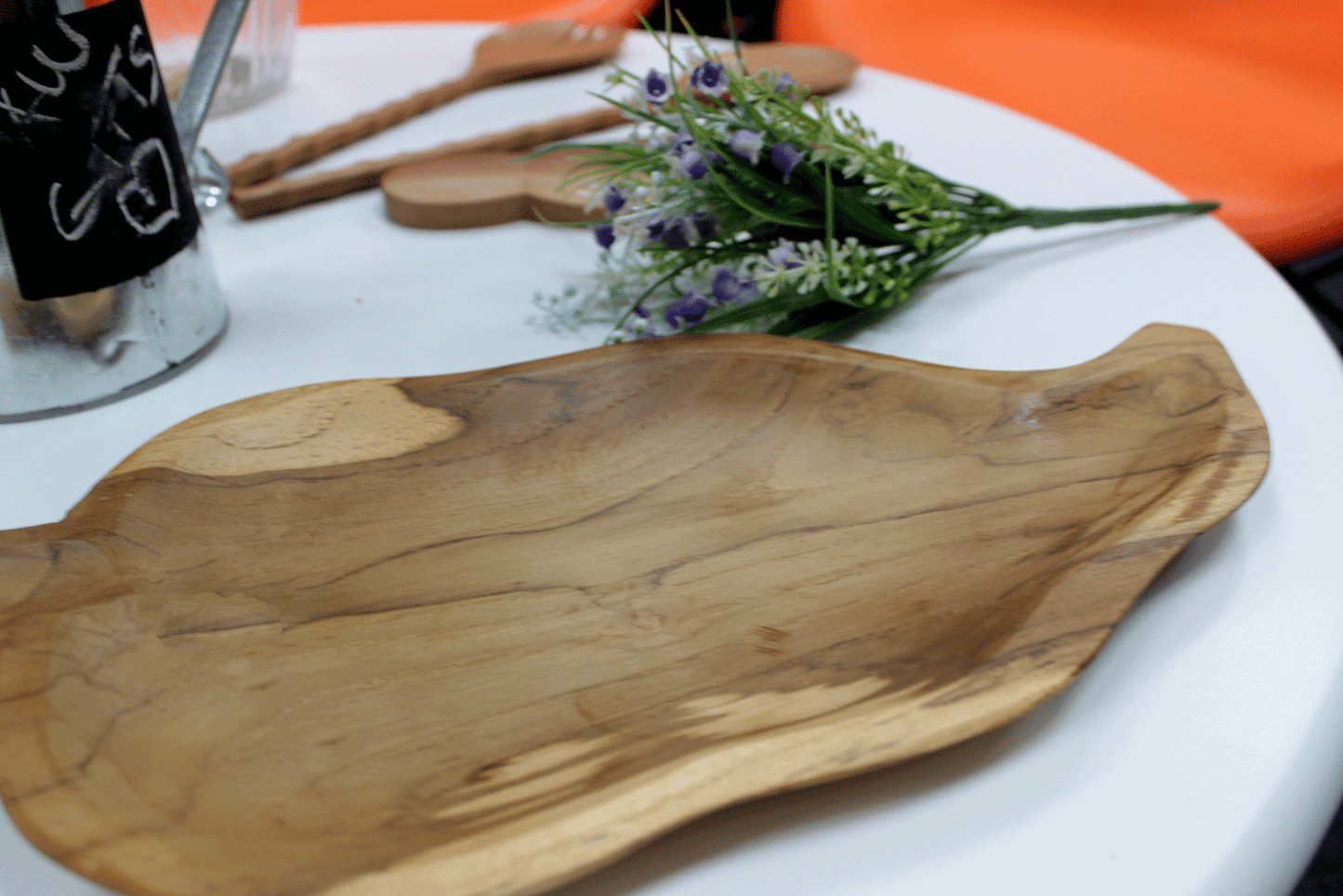 Teak Leaf Shaped Bowl - 32 cm