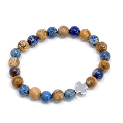 Set of 2 Gemstones Friendship Bracelets - Support - Sodalite & Picturestone