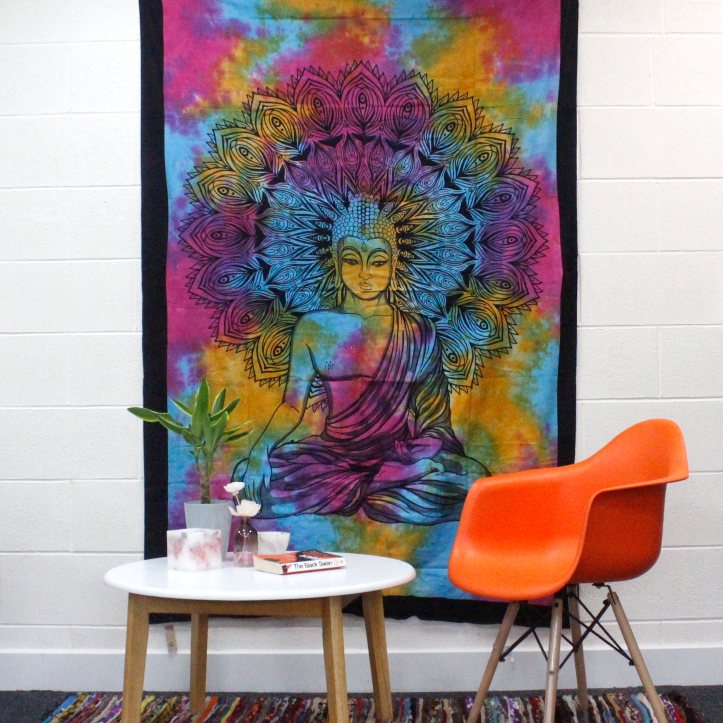 Single Cotton Bedspread / Wall Hanging - Peaceful Buddha