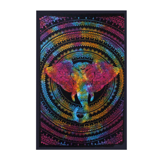 Single Cotton Bedspread / Wall Hanging - Elephant Head