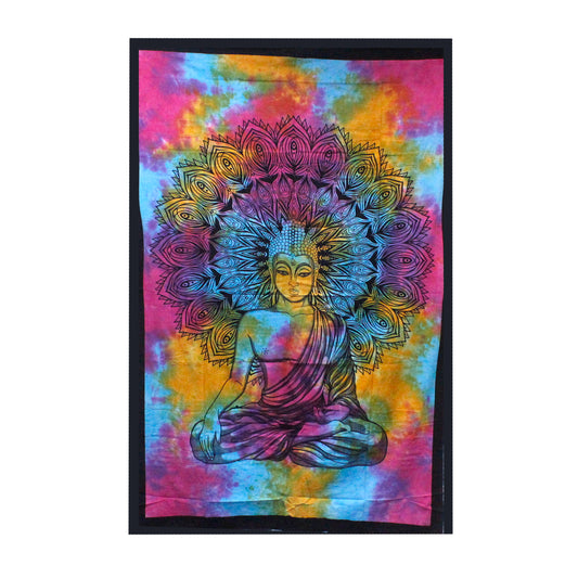 Single Cotton Bedspread / Wall Hanging - Peaceful Buddha