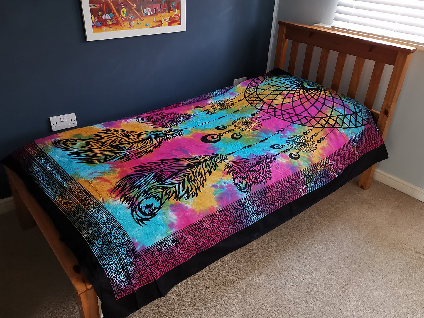 Single Cotton Bedspread / Wall Hanging - Dreamcatcher