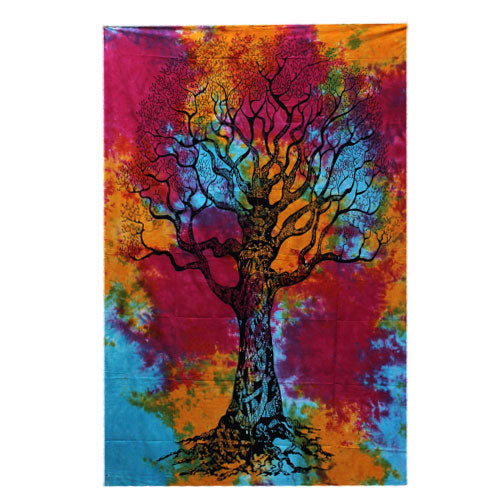 Single Cotton Bedspread & Wall Hanging -   Winter Tree