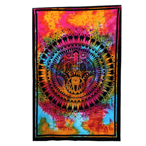 Single Cotton Bedspread & Wall Hanging -  Hamsa