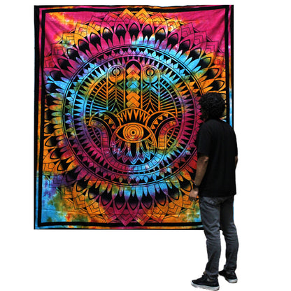 Double Cotton Bedspread & Wall Hanging - Hamsa