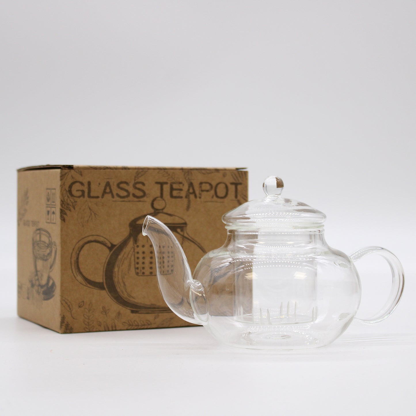 Glass Infuser Teapot - Round Pearl - 400 ml