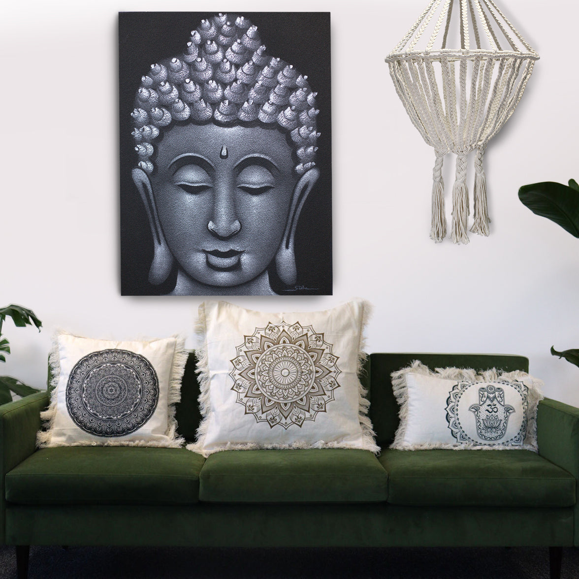 Mandala Cushion Cover - Traditional - Black - 45 x 45 cm