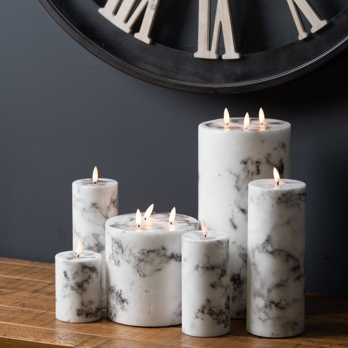 Luxe Collection Natural Glow Marble Effect LED Candle - 3 x 4 inch