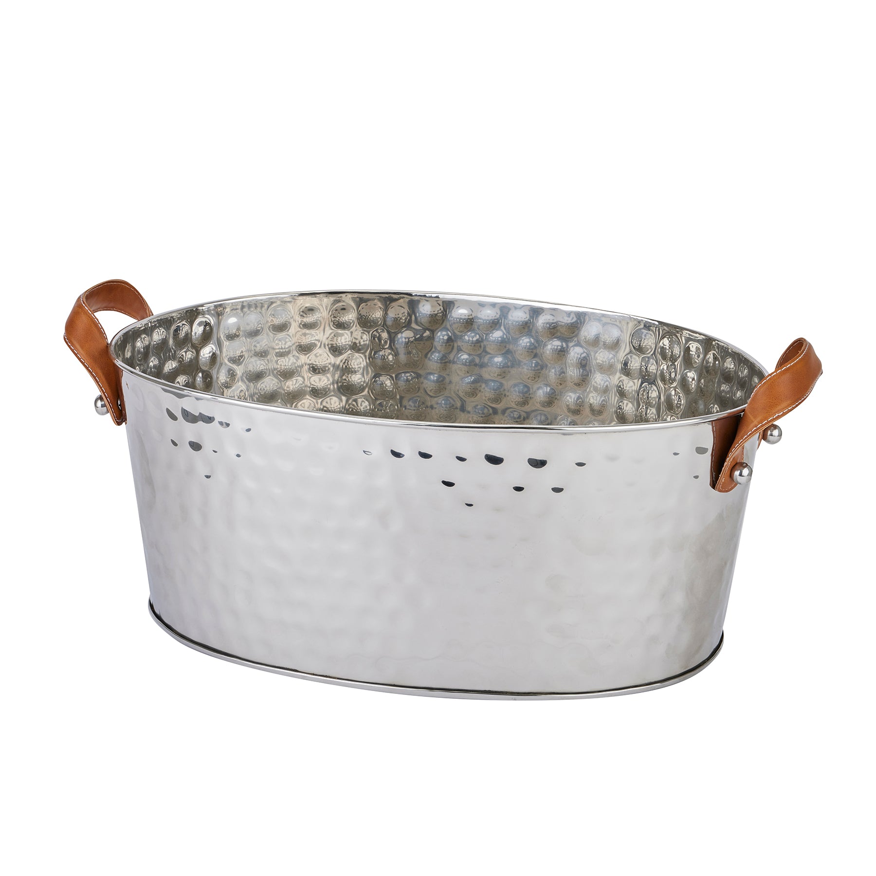 Silver Leather Handled Champagne Cooler - Large