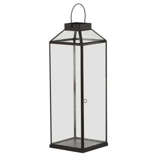 Glass Top Black Lantern - Large