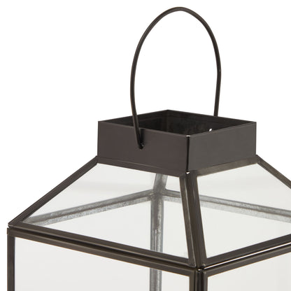 Glass Top Black Lantern - Small