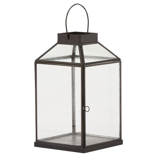 Glass Top Black Lantern - Small