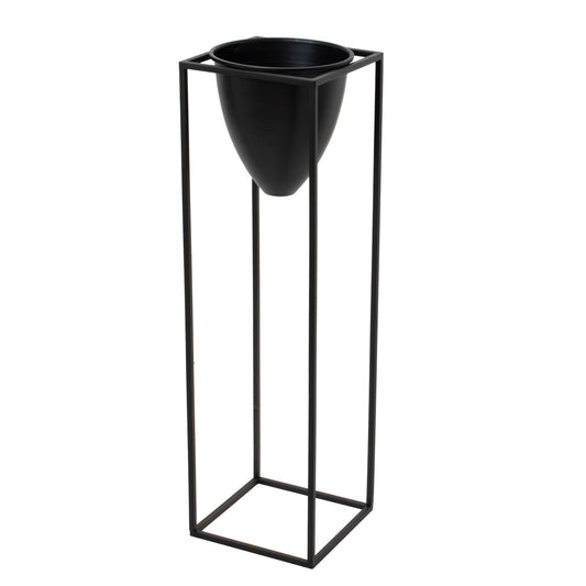 Matt Black Bullet Planter On Black Frame - Large