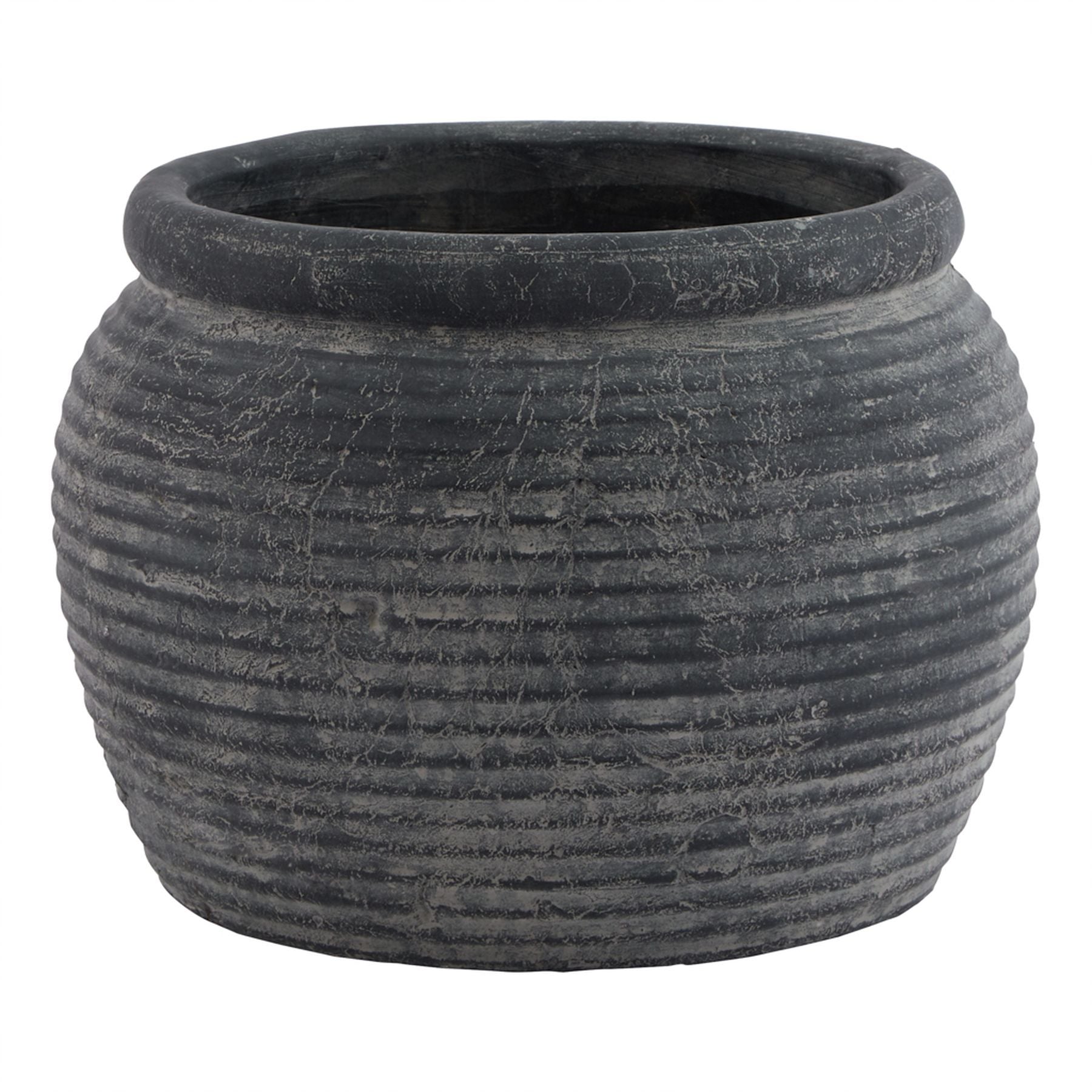 Amalfi Grey Rimmed Plant Pot - Large