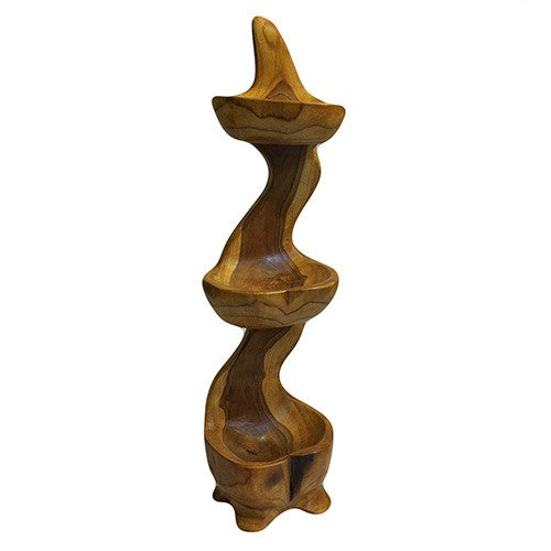 Teak Three Bowl Standing - 50 cm